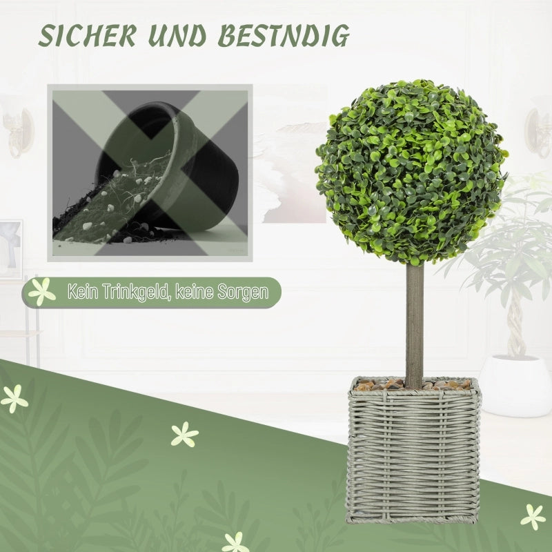 PIANTE ARTIFICIALI Set da 2 pezzi bosso UV 50 cm verde