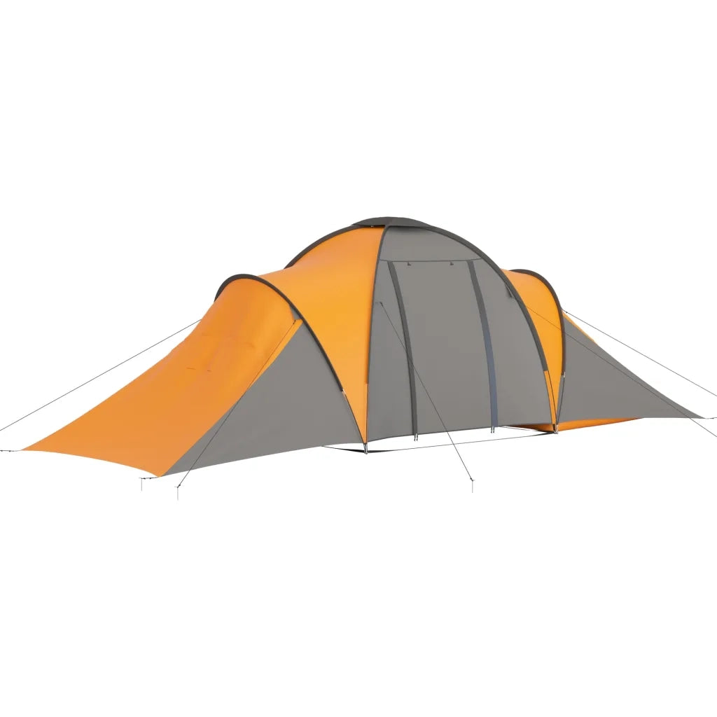Tenda da Campeggio 6 Persone-Tenda per Escursionismo in Tessuto Grigio e Arancione