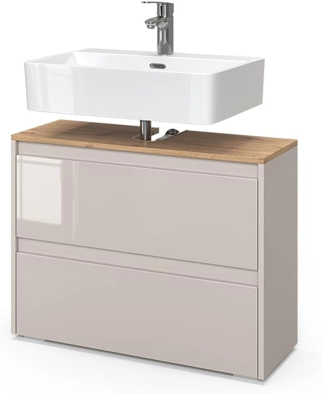 Mobile sottolavabo per bagno Majest, Cashmere/Artigianale, 80.1 x 62 cm con 2 cassetti