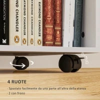 Cassettiera Portadocumenti da Ufficio con 3 Cassetti, Ruote, Serratura e Chiavi, 60x40x56 cm, Bianco