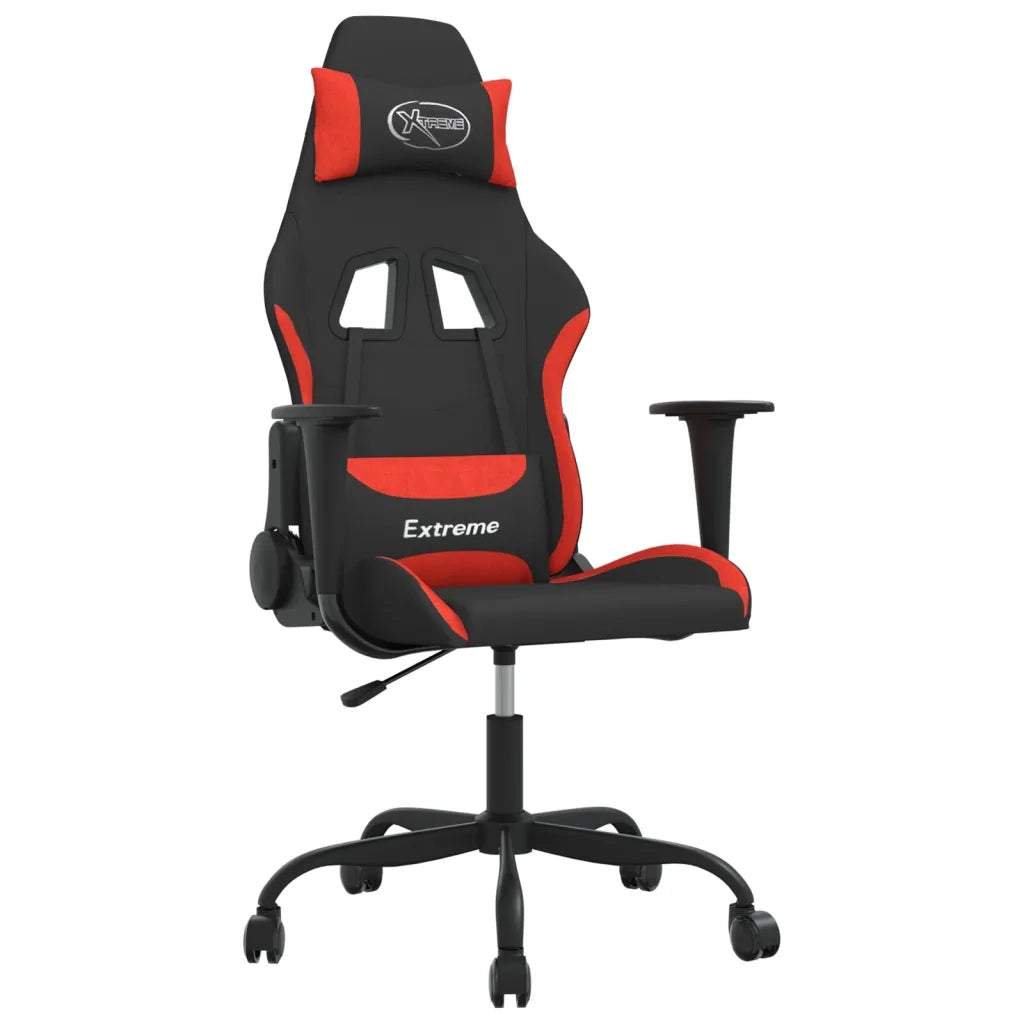 vidaXL Sedia da Gaming Nero e Rosso in Tessuto