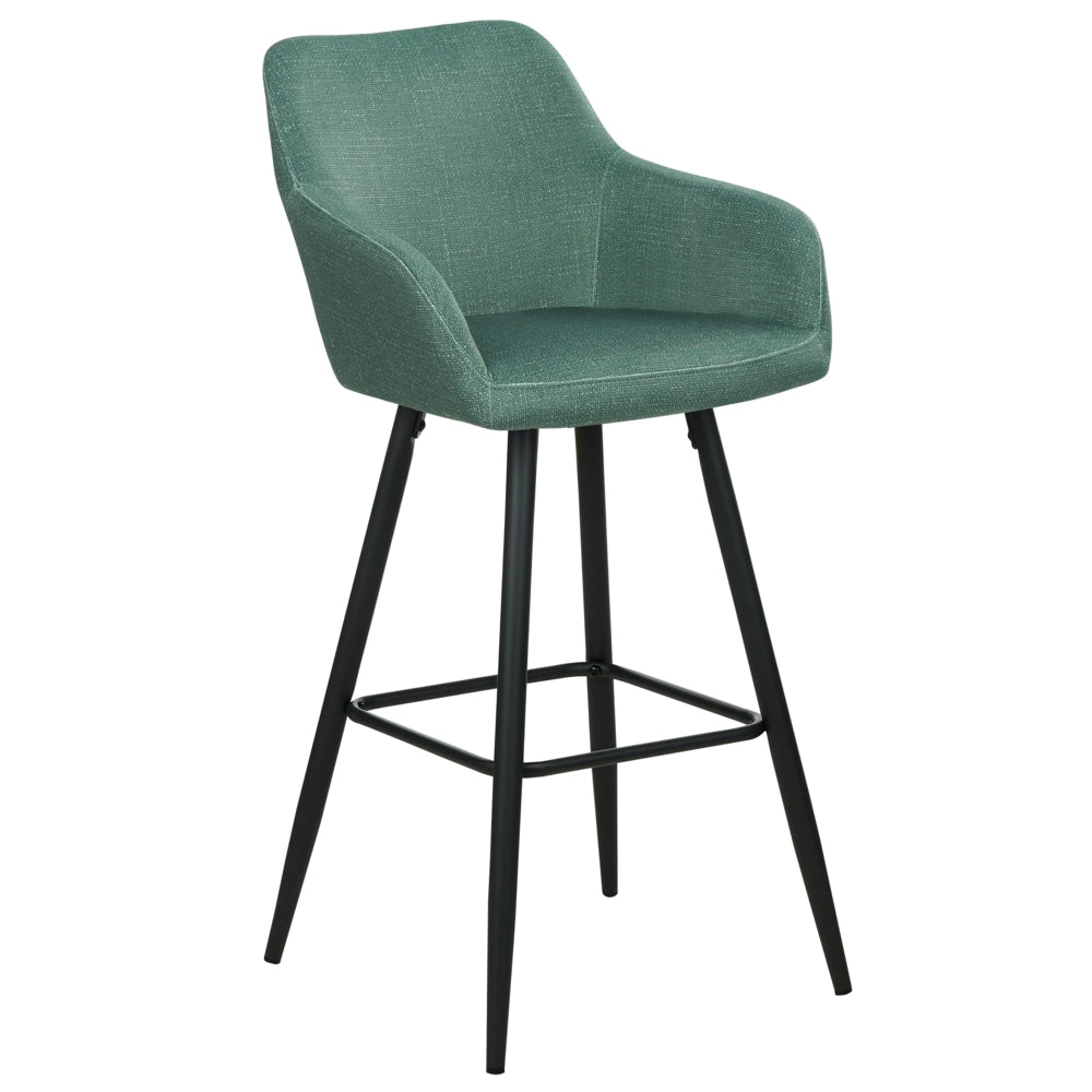 Set di 2 sgabelli da bar in velluto verde con seduta imbottita con braccioli e gambe in metallo stile moderno soggiorno