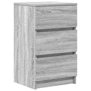 Comodino | Armadio da Notte | Mobiletto da notte con 3 Cassetti Grigio Sonoma 39x35x65 cm