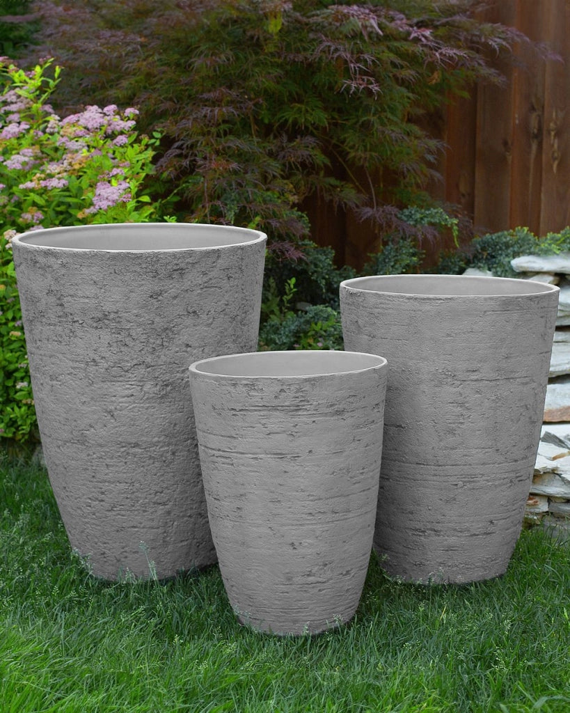 Set di 2 vasi tondi polvere di pietre per interno ed esterno grigio soggiorno balcone giardino