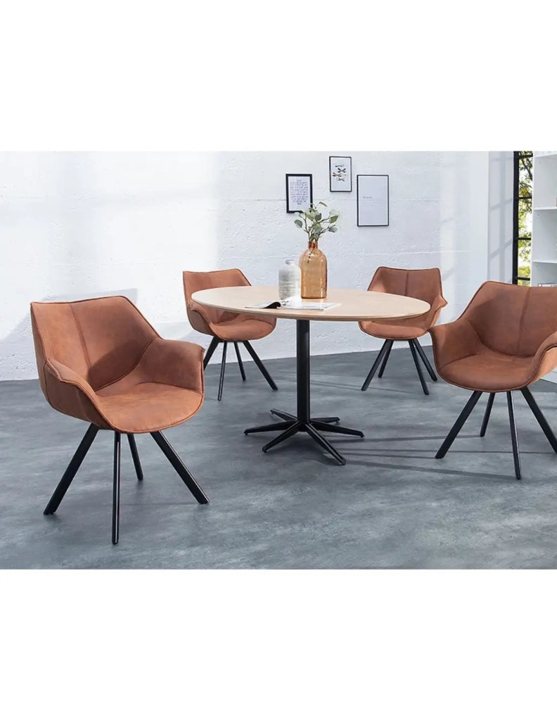 Set di 2 sedie design COMFY girevoli a 180° in microfibra marrone e piedi neri