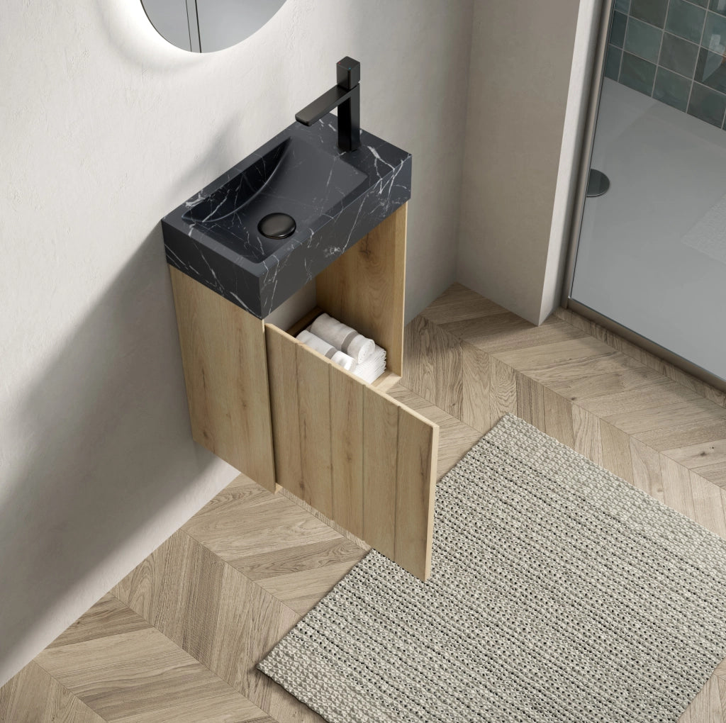 Mobile bagno compatto con lavabo integrato in marmo naturale