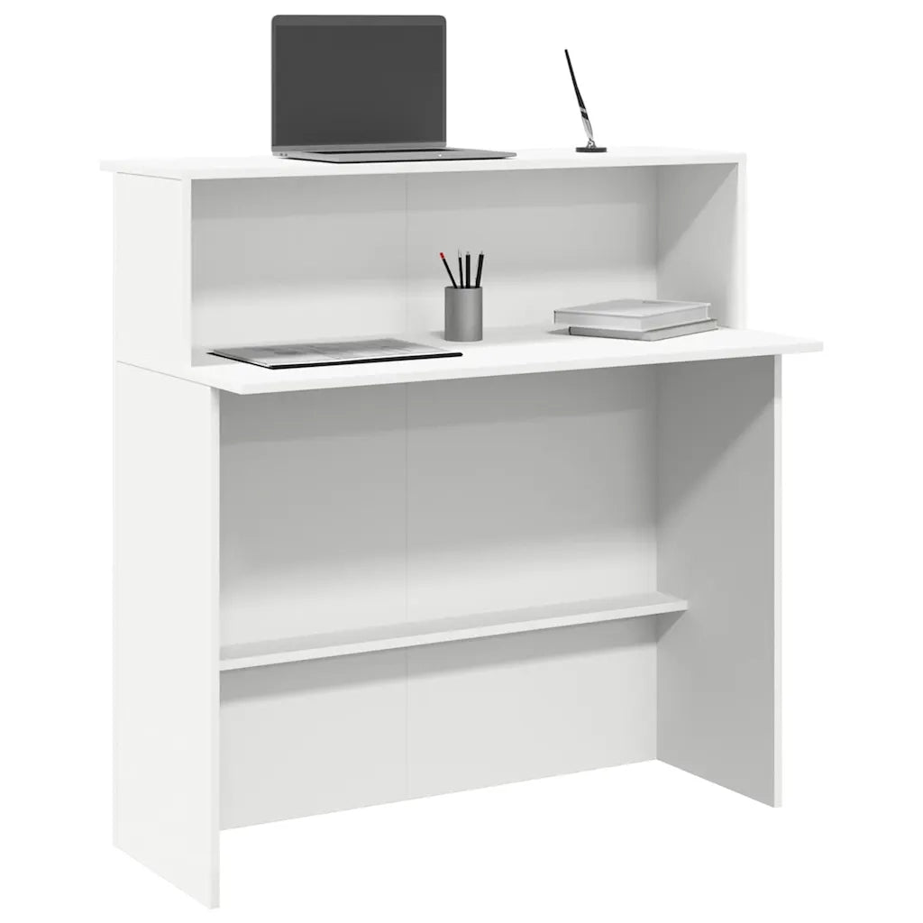 Scrivania | Tavolo da Ufficio per Reception Bianca 100x50x103,5 cm in Legno Massello