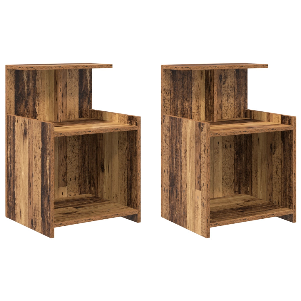 Comodini 2 pz Legno Vecchio 40x35x60 cm Legno Ingegnerizzato