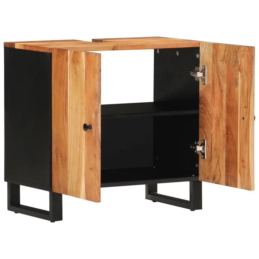 Mobile Lavabo-Armadietto da bagno 62x33x58 cm Legno Massello Acacia e Multistrato