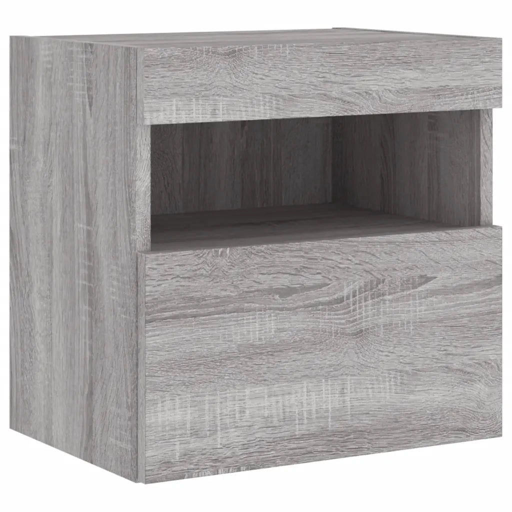 Mobile TV a Parete con Luci LED Grigio Sonoma 40x30x40 cm 837179