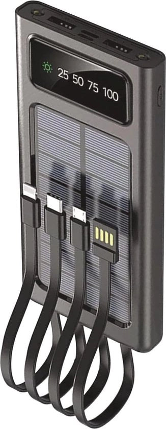 Batteria ricaricabile a energia solare 10.000mAh con torcia LED - Ricaricatore portatile per dispositivi mobili