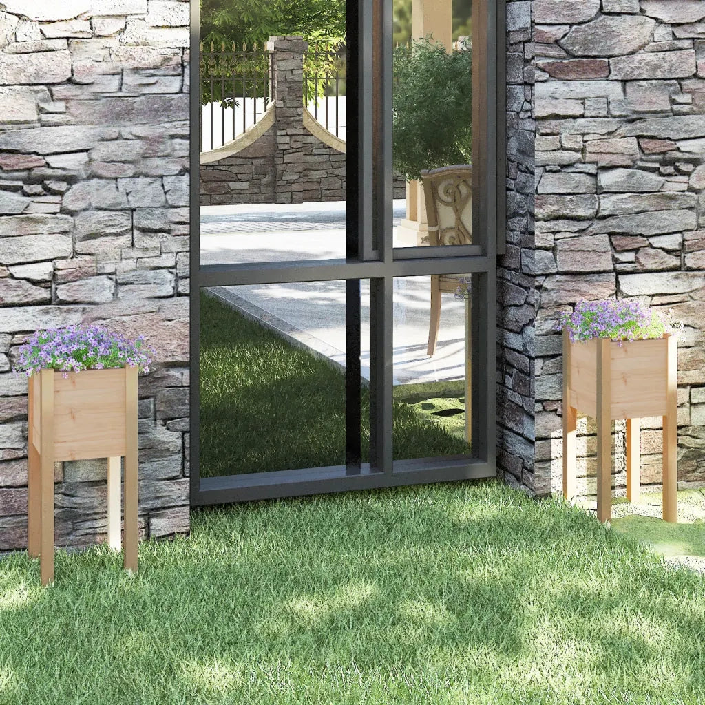 2 pz Fioriere | Cassetta per fiori | Vaso da Giardino 31x31x70 cm in Legno Massello di Pino