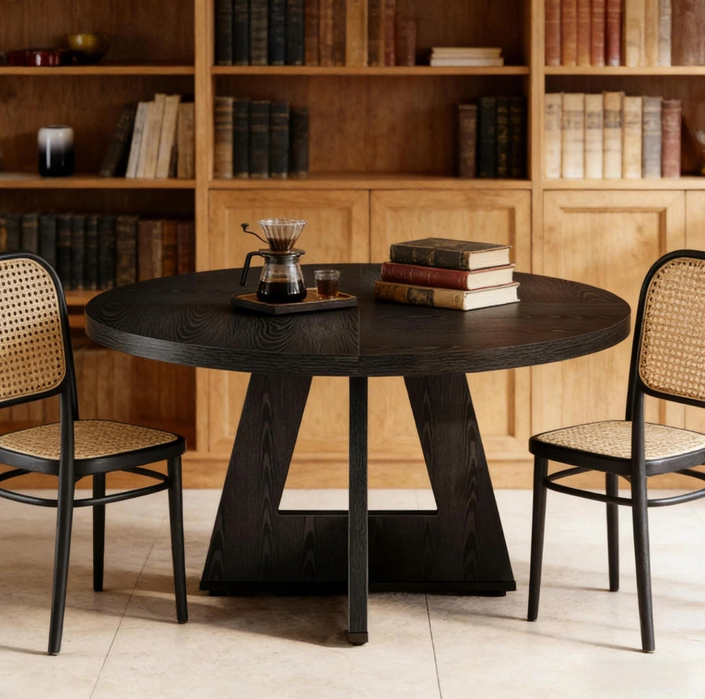 Tavolo da pranzo rotondo ? 120 cm in legno ingegnerizzato; nero