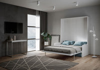 Letto Matrimoniale A Scomparsa 160 Kentaro Con Divano Bianco Frassino e Azzurro