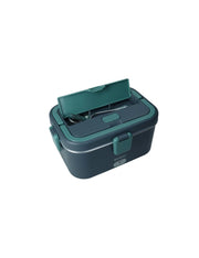 Lunch box termica blu/verde petrolio c/posate e borsa contenitore inox/pp