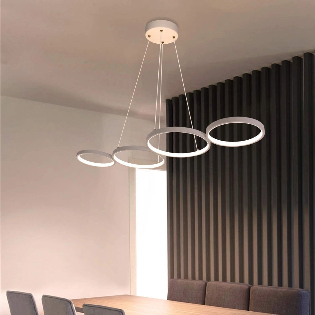 Lampada a sospensione ZMH moderno 4 luci anello altezza regolabile 88 cm per sala da pranzo e ufficio