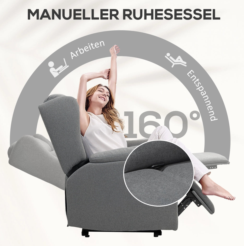 Poltrona relax reclinabile grigio scuro, 150 kg