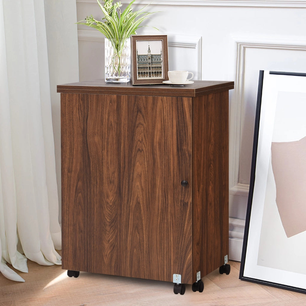 Mobiletto per macchina da cucire pieghevole Tavolo da cucito con mensole 117x40x78cm Marrone