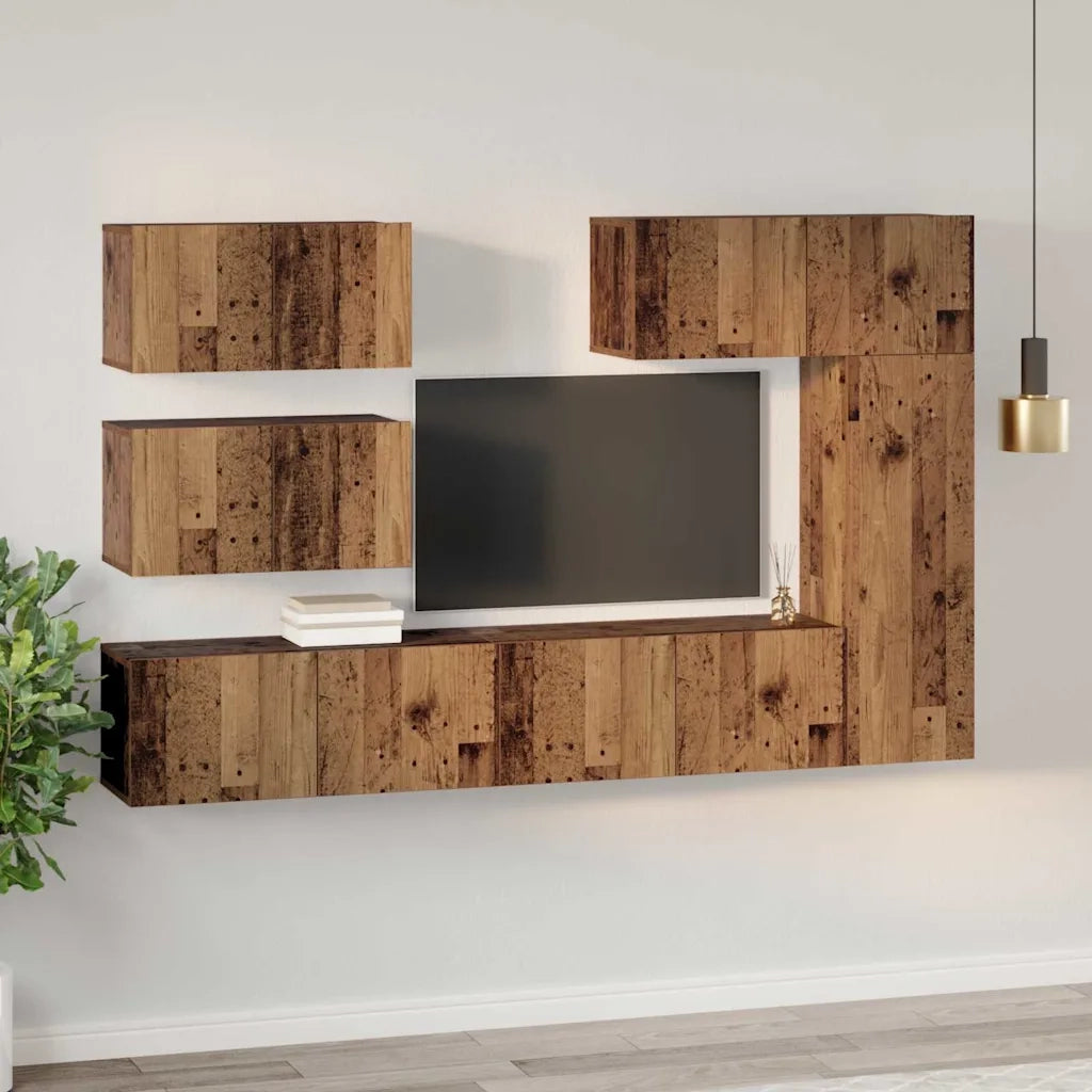 vidaXL Set mobile TV 6 pcs Legno vecchio 30.5 x 30 x 90 cm