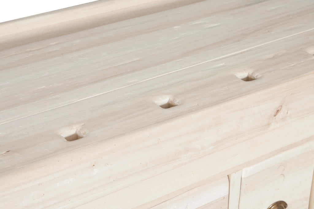 Biscottini Banco da lavoro Country in legno massello di tiglio grezzo L184xPR74xH92. Made in Italy