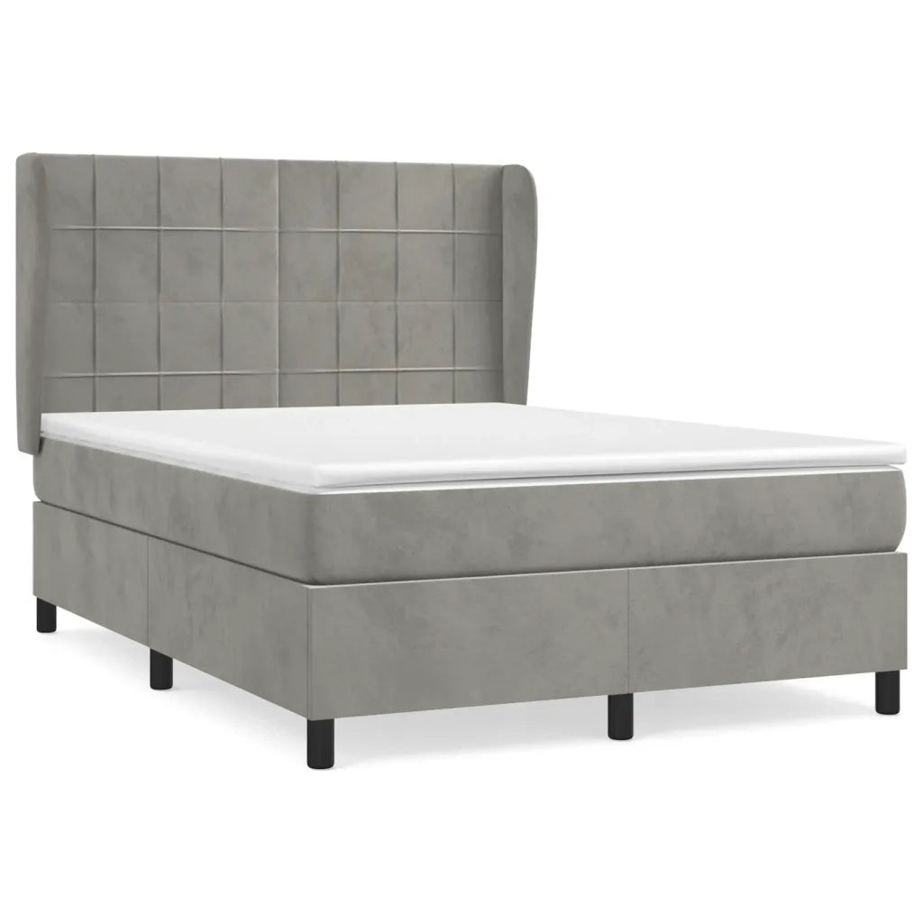 Giroletto a Molle con Materasso Grigio Chiaro 140x190cm Velluto 3129207