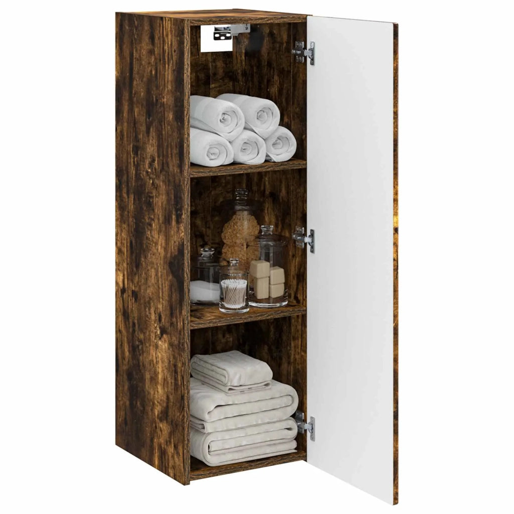 Mobiletto da Bagno a Muro Rovere Fumo 33 x 34,5 x 60 cm 890667