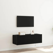 Mobile TV da parete con LED 2 pcs Rovere Nero 100 x 35 x 31 cm 863112