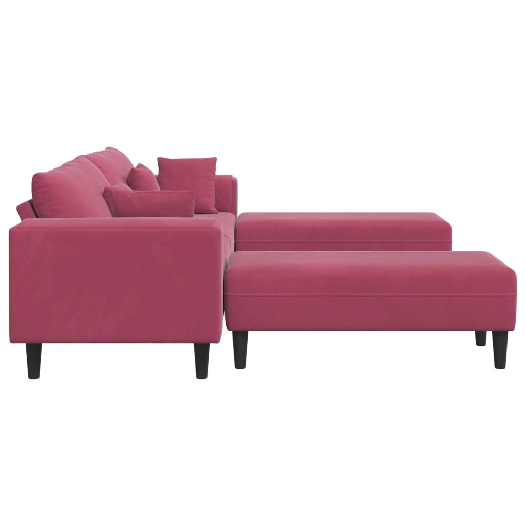 Divano 3 pcs Rosso Vino 250 x 188 x 76 cm Velluto 3335176