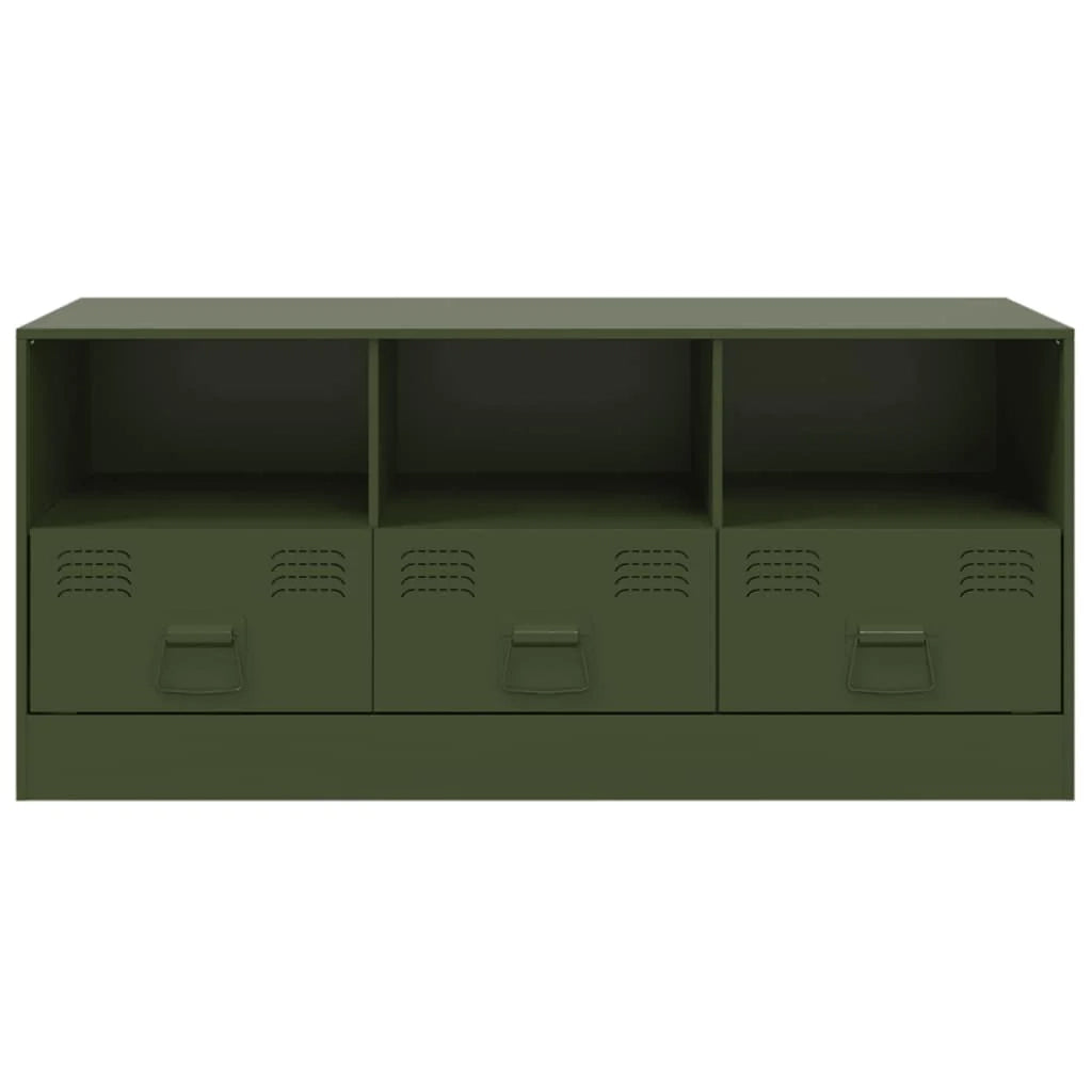 Mobile TV multimediale scaffale TV mobile TV sala da pranzo soggiorno camera da letto verde oliva 99 x 39 x 44 cm acciaio verde 02_0028273
