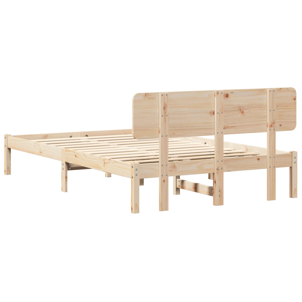 Struttura letto con testiera 135x190 cm in legno massello di pino