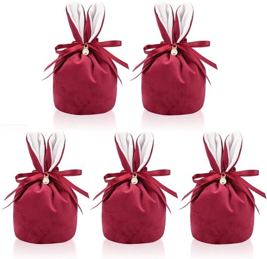 Borse di stoffa 5 pezzi - Borse di regalo per Pasqua Borse di stoffa per Pasqua Borse di stoffa per conigli Tote bag Borse di stoffa per regali di Pasqua Borse di stoffa di seta per Pasqua per contenere uova di Pasqua Caramelle Cioccolato