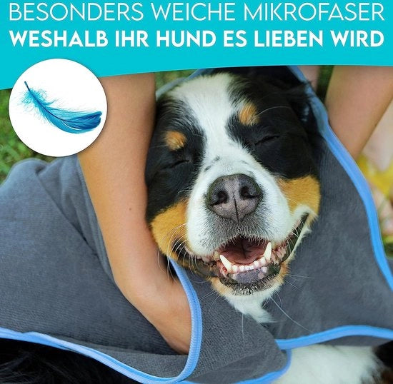 Asciugamano per cani extra assorbente, ultra morbido & soffice, asciugamano per cani con microfibra potente a 4 strati, lavabile a 60 gradi, asciuga velocemente, 130 x 75 cm