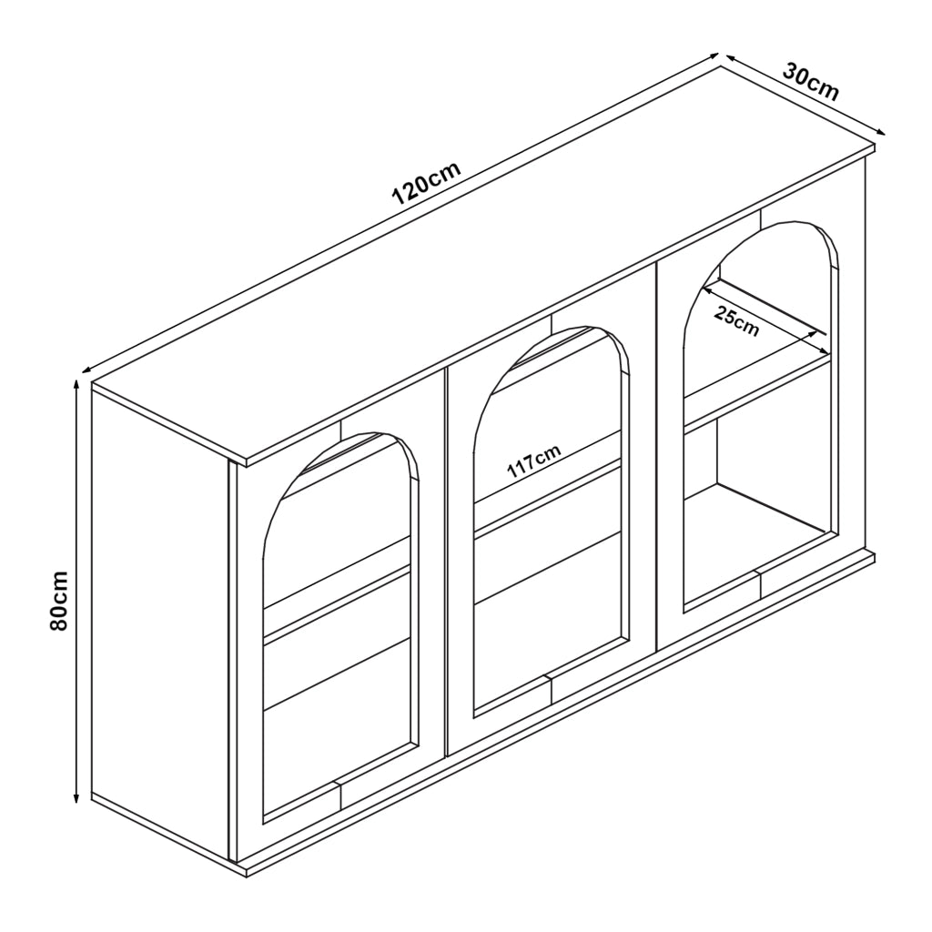 Credenza Trorhun Mobile Contenitore con Ripiano 120x30x80 cm - Bianco [en.casa]