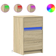 Comodino | Armadio da Notte | Mobiletto da notte con Luci LED Rovere Sonoma in Legno Multistrato