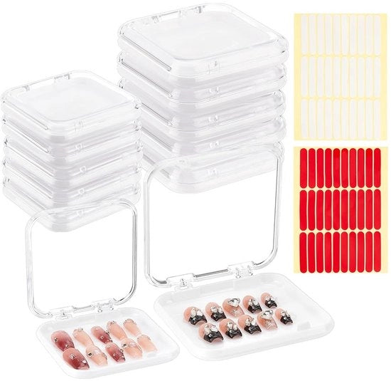 Display per contenitore di 20 pezzi - Materiale: plastica - Contenitore per esposizione - Adesivo 60 pezzi - Ideale per unghie/wig/fibbie - Dimensioni: 7,7 x 7,5 x 1,6 cm - Contenitore per contenitore di archiviazione