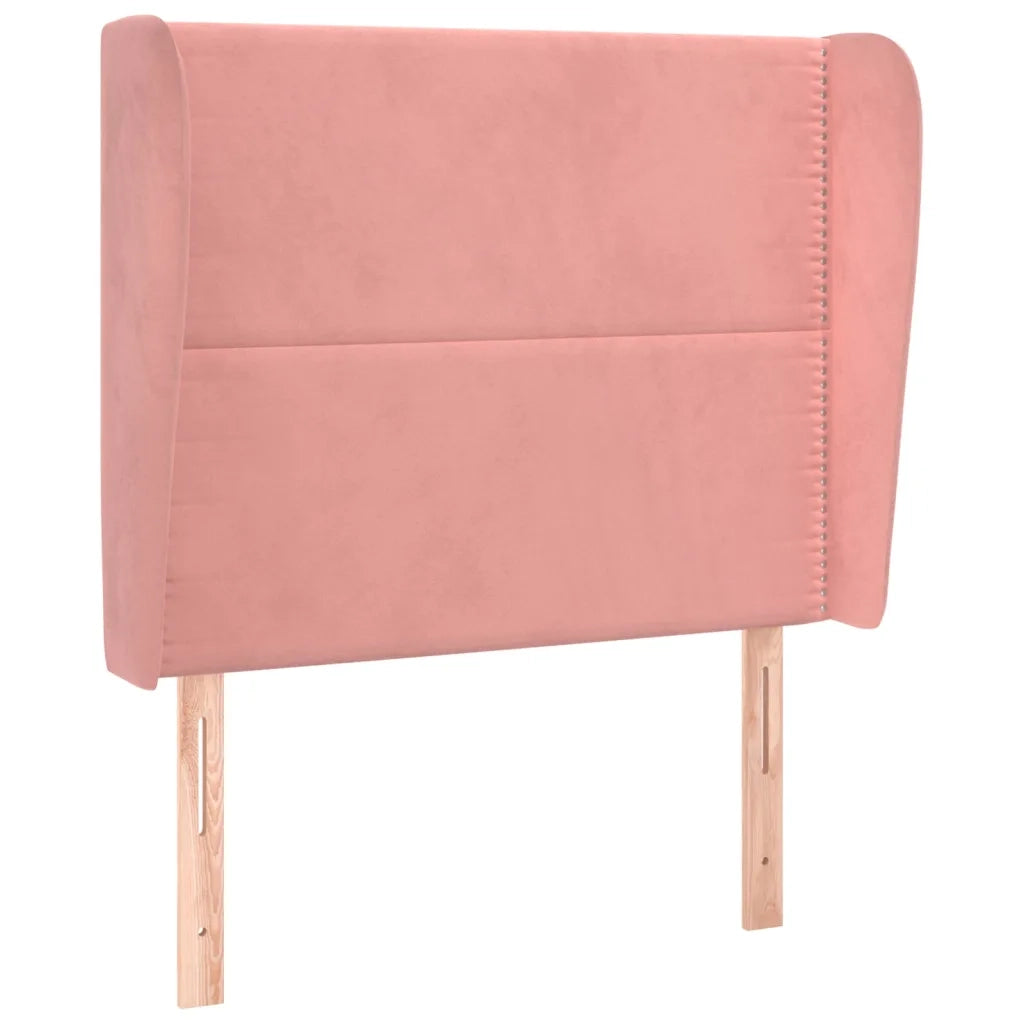 Testiera | Testata ad Orecchio Rosa 83x23x118/128 cm in Velluto