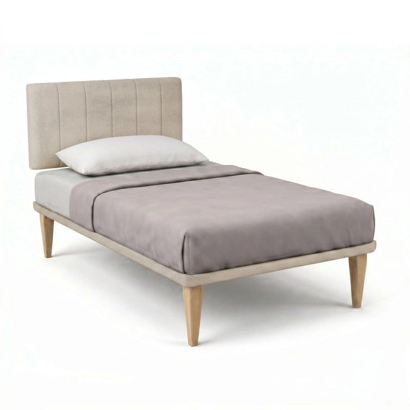 Letto imbottito Singolo 80x200 cm Vertical - Con rete,Microfibra,Sabbia