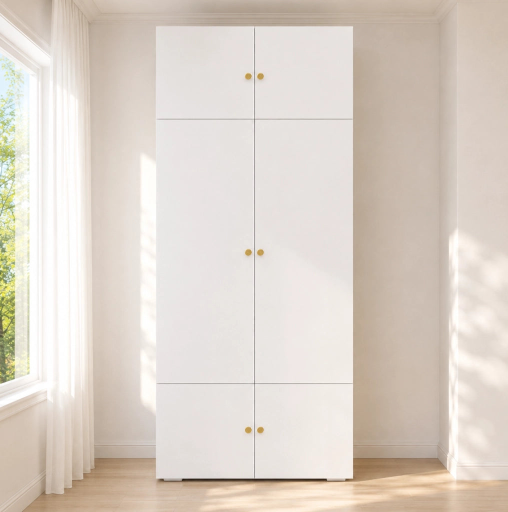 ARMADIO con asta appendiabiti e 5 vani 90x50x200 cm Bianco