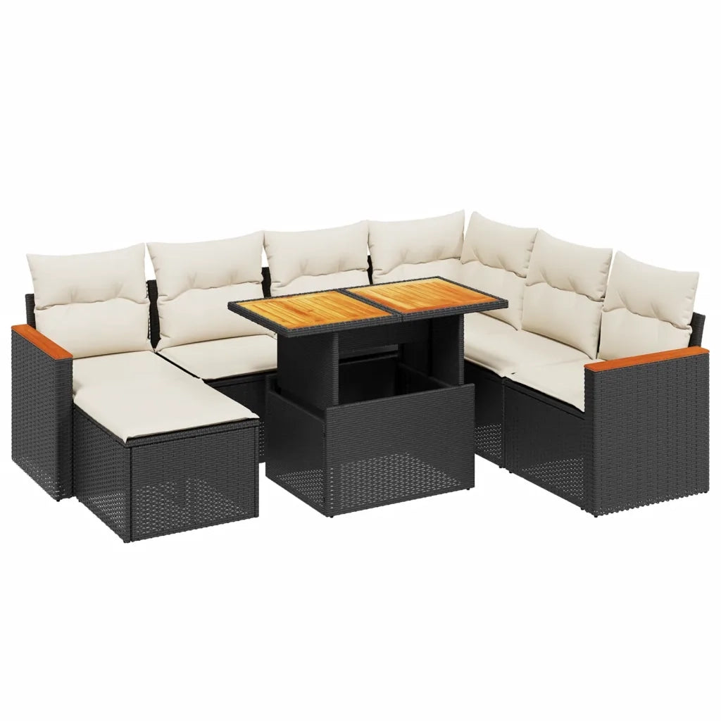 Set Divani da Giardino con Cuscini 8 pz Nero in Polyrattan 3276052