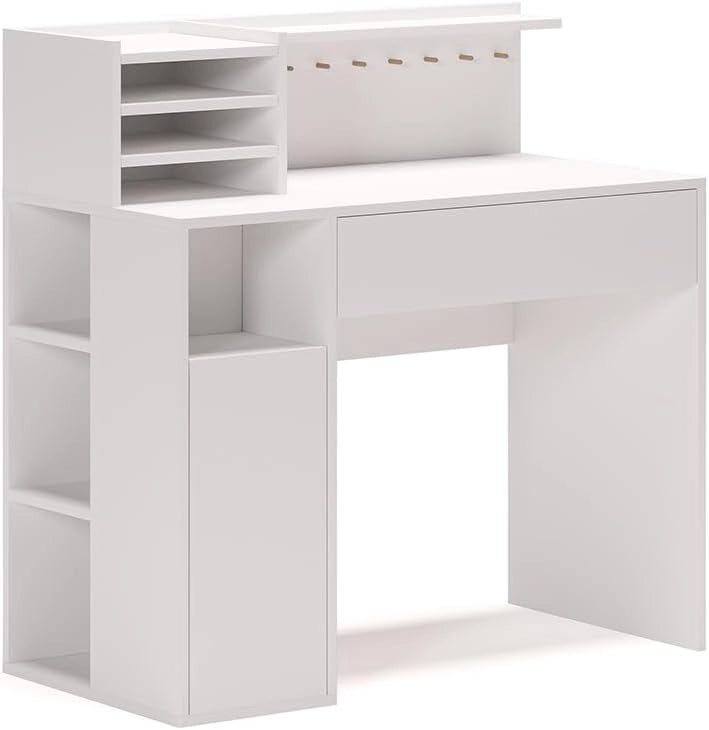 Scrivania, Bianco, 100 x 50 cm, con piano d’appoggio aperto per materiali da lavoro