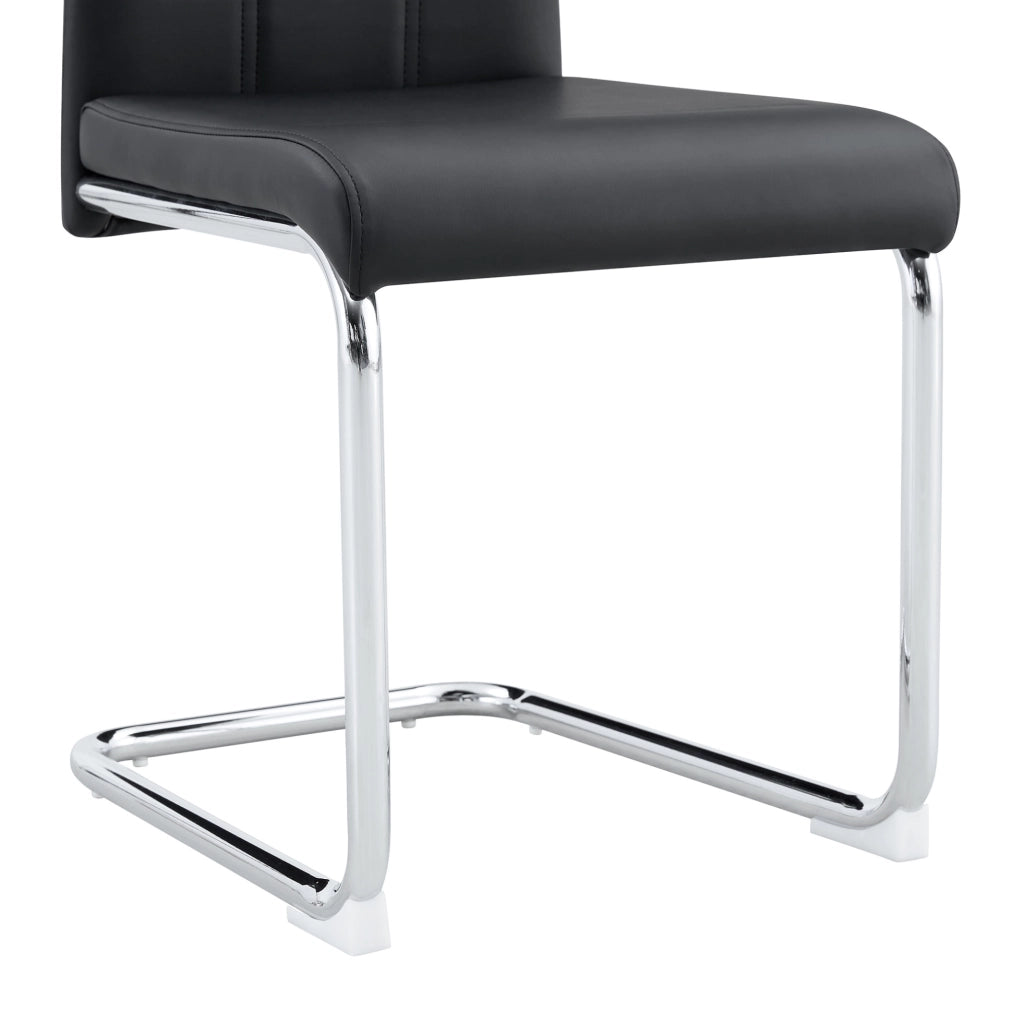 Sedia da pranzo moderna nera in PU e metallo con design ergonomico