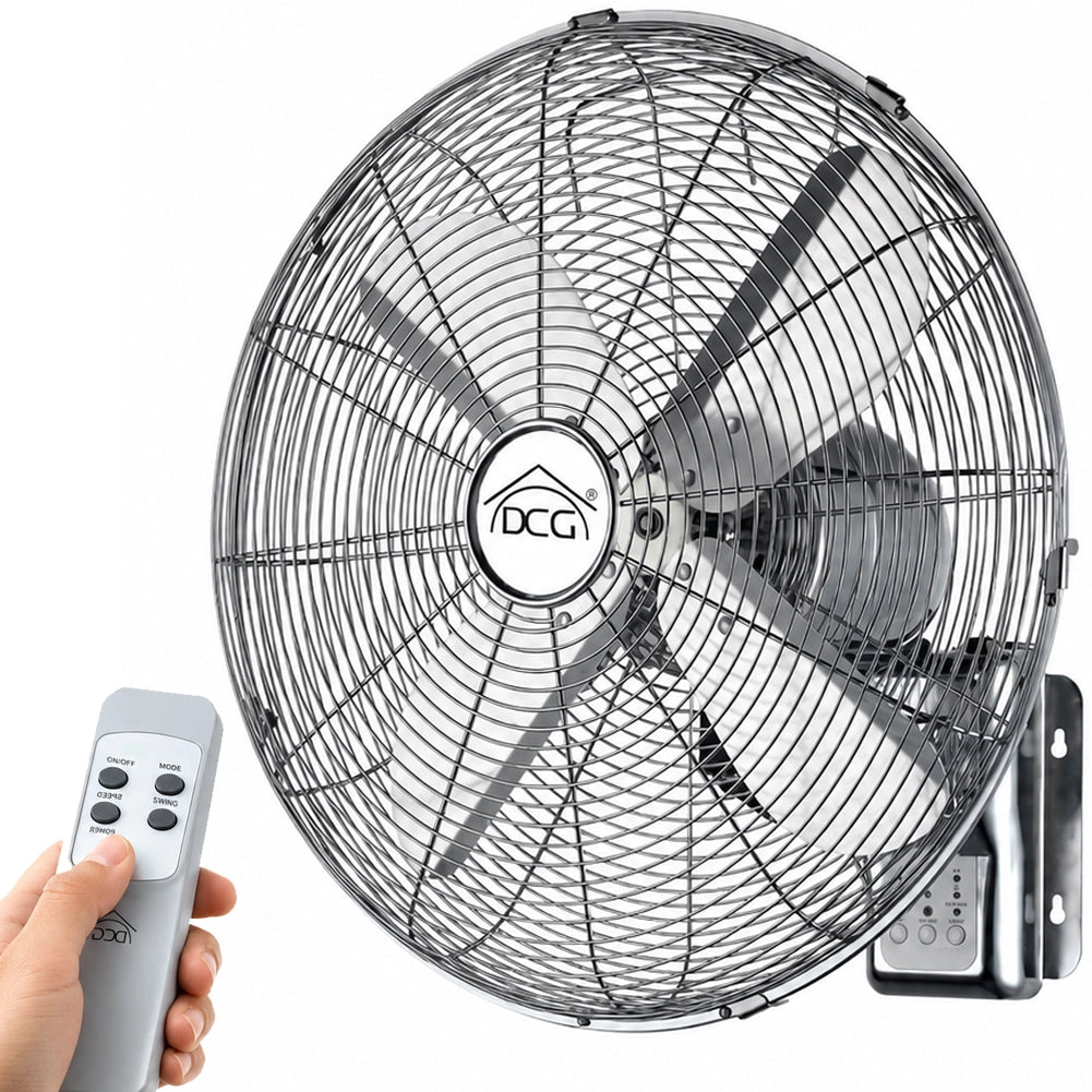 Ventilatore da Parete in Acciaio con 4 Pale e Telecomando 60W con Oscillazione