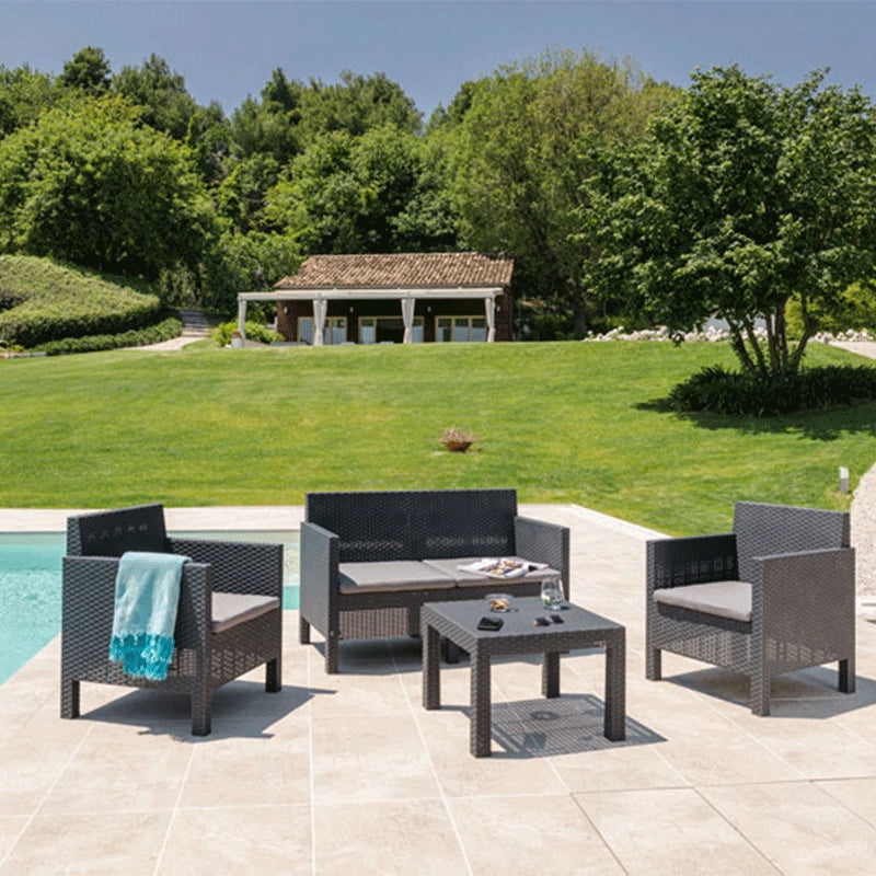 Set da giardino 4 posti PENELOPE – Nero antracite