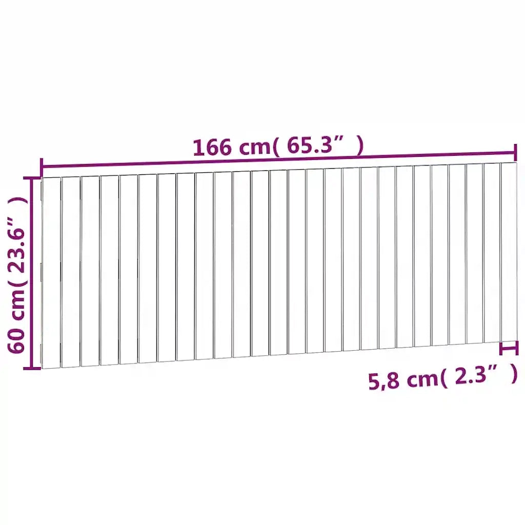 Testiera da Parete-Testata del letto Bianca 166x3x60 cm in Legno Massello di Pino