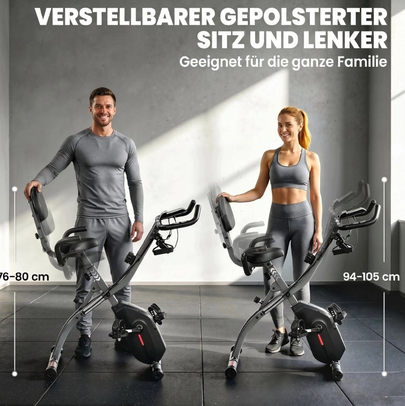 Cyclette pieghevole 3 in 1 con Bluetooth e fasce elastiche