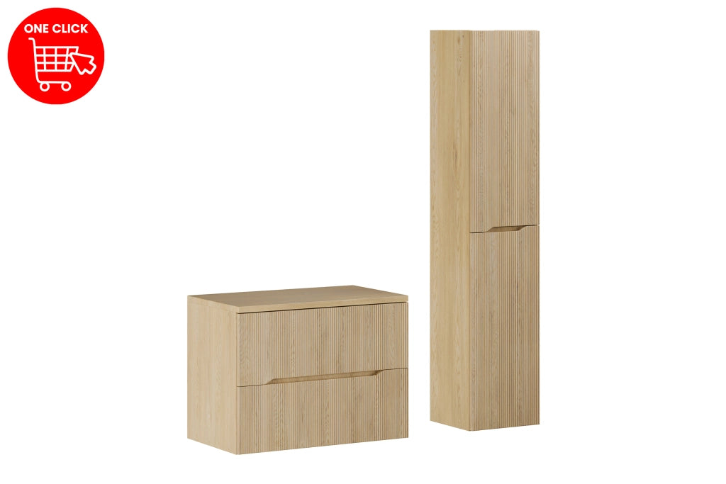 Set mobili bagno 80 cm con piano e Szafką wysoką Nordic Cremona 80 x 1401 x 46 cm