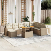 Set Divano da Giardino 9 pz con Cuscini Beige in Polyrattan 3275627