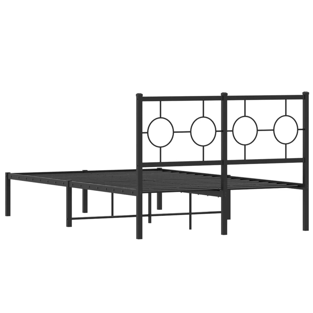 Letto matrimoniale | Letto per adulti | Giroletto con Testiera in Metallo Nero 120x190 cm