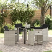 Set da Pranzo per Giardino 5 pcs Grigio chiaro polyrattan