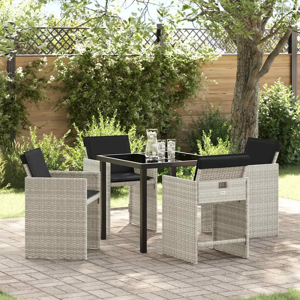 Set da Pranzo per Giardino 5 pcs Grigio chiaro polyrattan